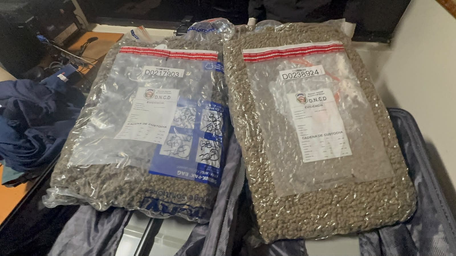 DNCD ocupa maleta abandonada con más de 28 libras de marihuana en el AILA